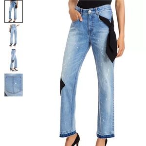 Hellessy, Jefferson Straight Paint Splatter Boyfriend Jeans in Size 2 Color Blue